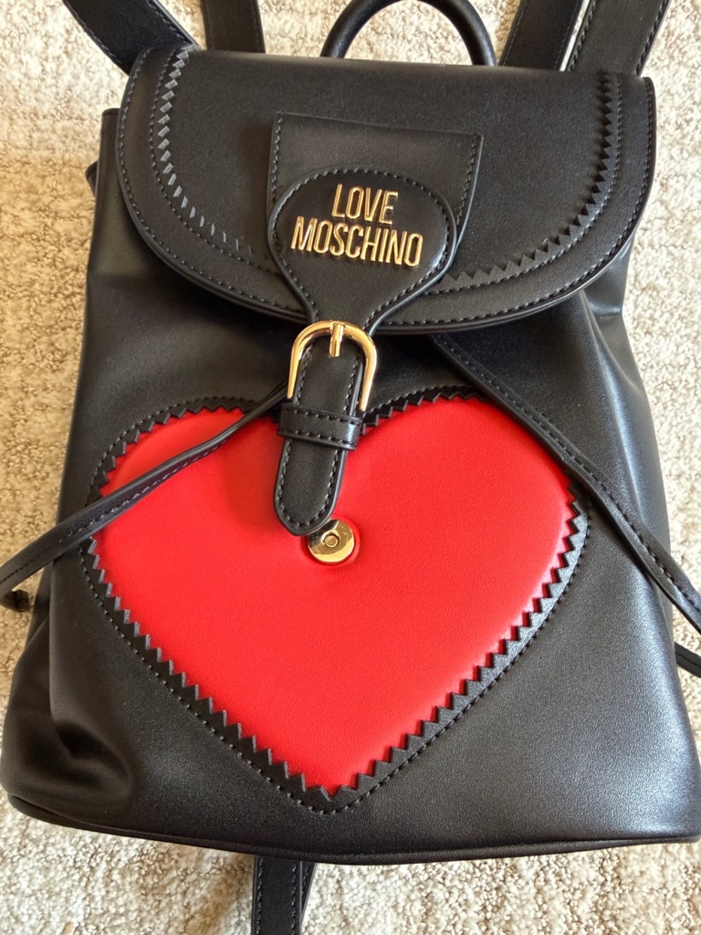 Love Moschino Black Backpack with Red Heart Accent - Picture 3 of 13